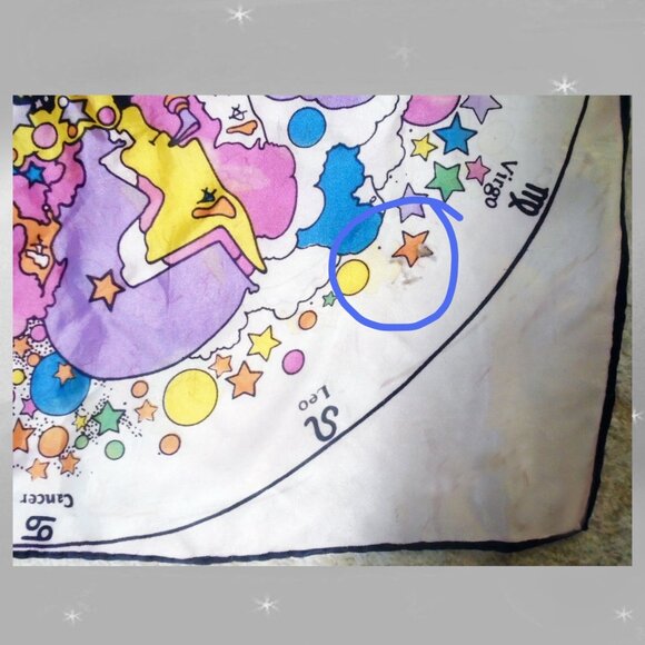 Vintage Peter Max Astrology Scarf - 60s MOD Silk Star Child Horoscopes - Picture 7 of 10